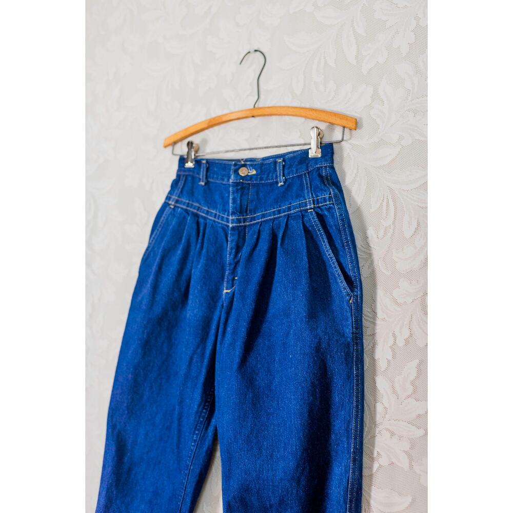 Vintage 80s Lee High Waisted Pleated Mom Jeans, Retro Tapered Leg Denim SZ 9 25" - Picture 3 of 11